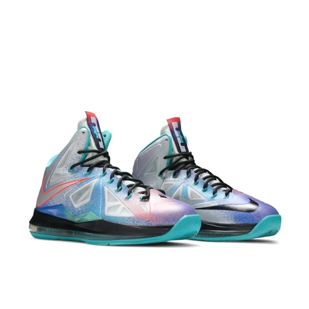 Nike LeBron 10 Pure Platinum Sz 9.5 Fingerprint Hyperfuse Multi Color 541100008